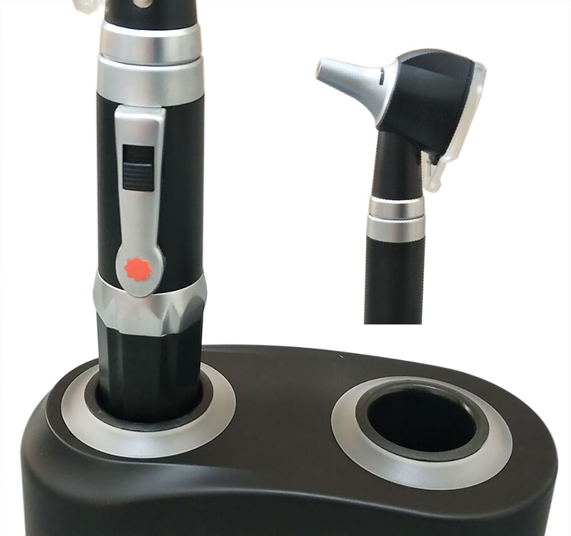 Otoscope portable à fibre optique avec chargeur pour diagnostic ORL du