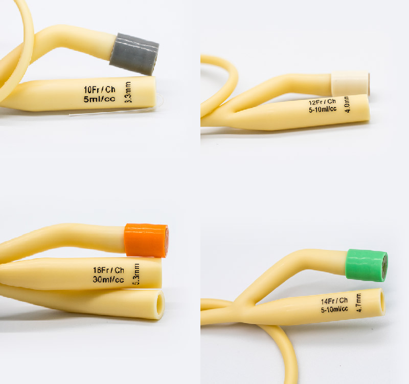 Cathéter urinaire Foley 2 voies / 3 voies en latex naturel médical avec