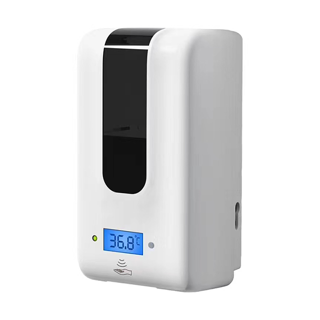 Distributeur de savon à capteur de thermomètre infrarouge sans contact mural avec thermomètre